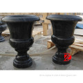 polished black stone planter flower pot